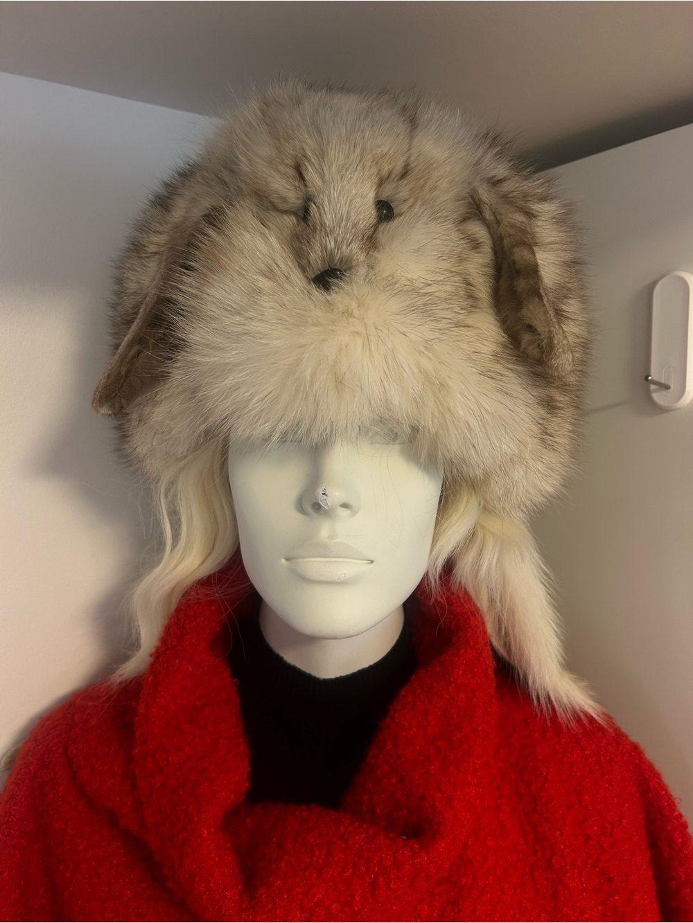 Plush Faux Fur Earflap Hat in Light Taupe